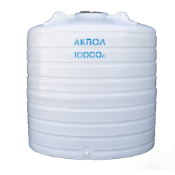 Вертикальный пластиковый бак для воды АКПОЛ 10000 литров белый