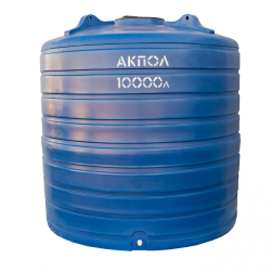 Вертикальный пластиковый бак для воды АКПОЛ 10000 литров синий