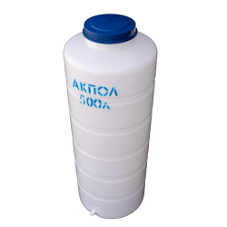 Вертикальный пластиковый бак для воды АКПОЛ 500 литров белый